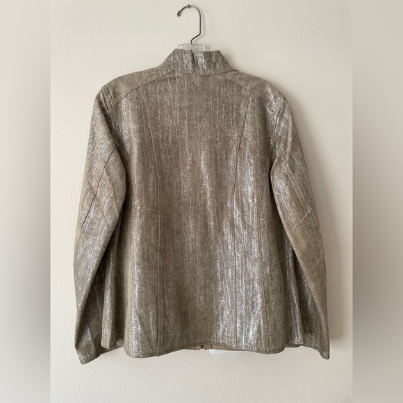 Chico’s 100% Metallic LeatherJacket Full Zip Disco Party Size 1 - Picture 8 of 10